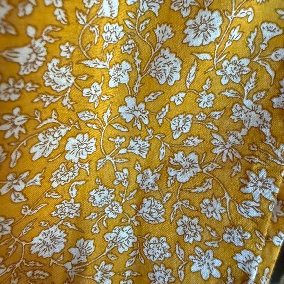 American Eagle Yellow Floral Ruched Long Sleeve Mini‎ Dress Size Small Milkmaid - Picture 5 of 16